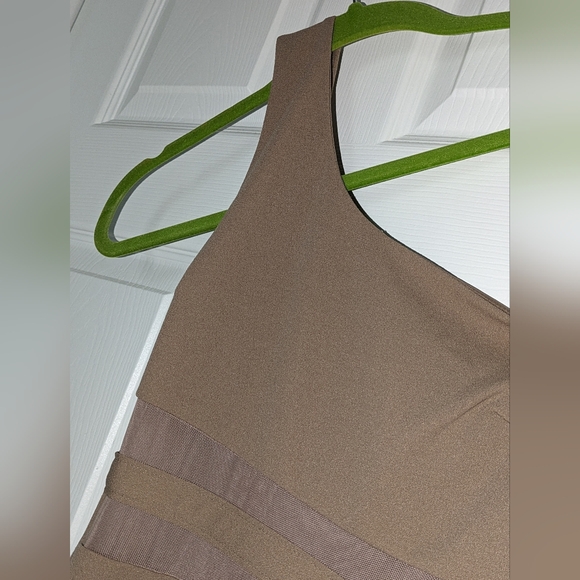 Exceptional Attitude Taupe Mesh One-Shoulder Bodycon Midi Dress Lulus Size XS - Picture 5 of 9